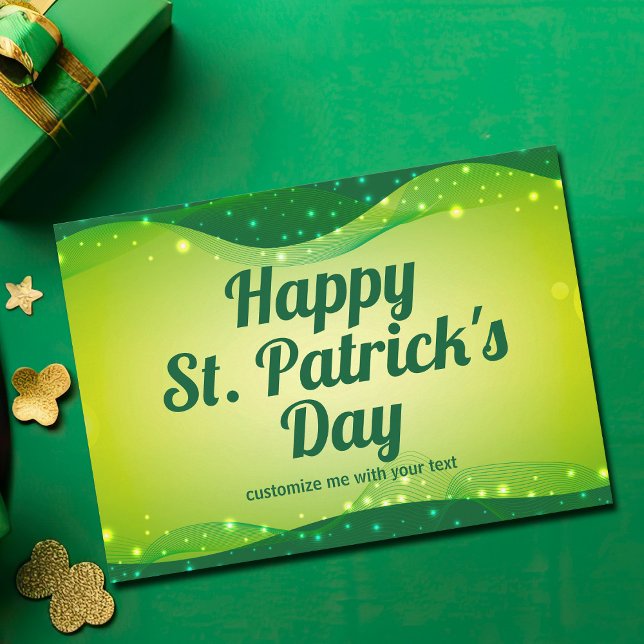 Cartes Pour Fêtes Annuelles Joyeuse St. Patrick's Day Cute Custom Green Sparkl (Créateur téléchargé)