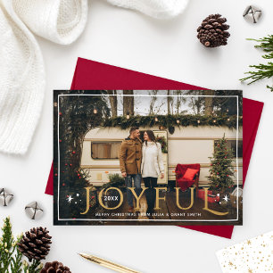 Cartes Pour Fêtes Annuelles Joyeuse Twinkle Lights et Stars en laiton photo
