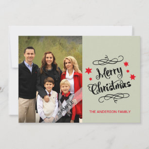 Cartes Pour Fêtes Annuelles Joyeuse typographie de Noël Photo personnalisée Gr