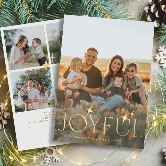 Cartes Pour Fêtes Annuelles Joyeuse typographie moderne collage photo Noël (Créateur téléchargé)