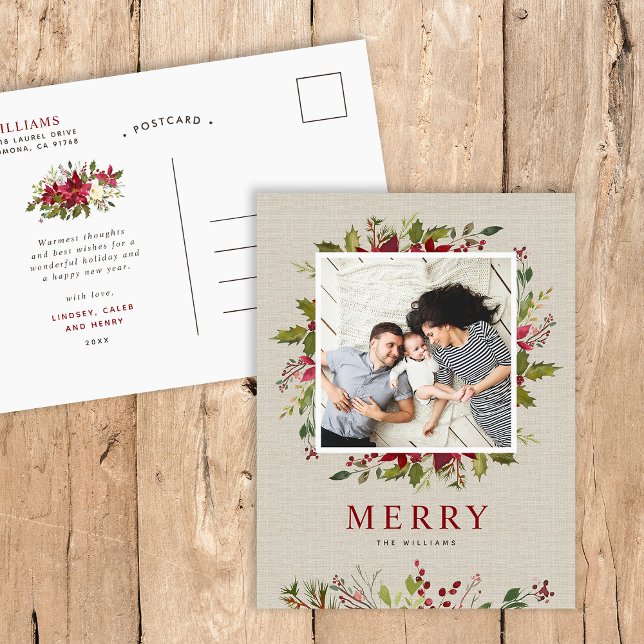 Cartes Pour Fêtes Annuelles Joyeuse verdure | Photo de Noël (Créateur téléchargé)