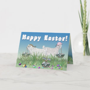 Cartes Pour Fêtes Annuelles Joyeuses chèvres d'Angora de Pâques