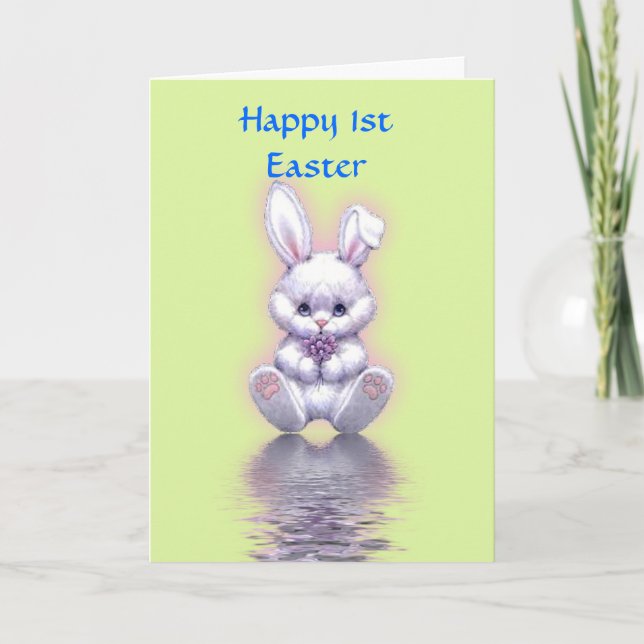 Cartes Pour Fêtes Annuelles Joyeuses ?ères Pâques avec Pâques du bébé de lapin (Devant)