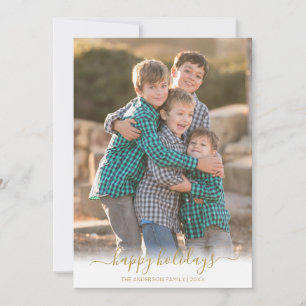 Cartes Pour Fêtes Annuelles Joyeuses Faux Gold Script Photo de Noël