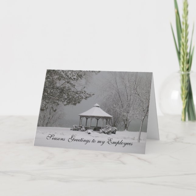Cartes Pour Fêtes Annuelles Joyeuses Fêtes - Aux employés/Gazebo dans la neige (Devant)
