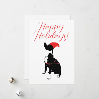 Cartes Pour Fêtes Annuelles Joyeuses Fêtes avec Pitbull, chapeau de Père Noël 