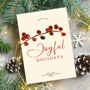 Cartes Pour Fêtes Annuelles Joyeuses fêtes baies rouges Noël non photo