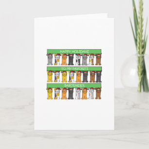 Cartes Pour Fêtes Annuelles Joyeuses fêtes Bartender Cartoon Chats