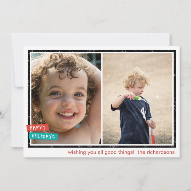 Cartes Pour Fêtes Annuelles Joyeuses Fêtes Bordure x2 (Devant)