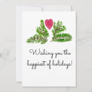 Cartes Pour Fêtes Annuelles Joyeuses fêtes. Bouton de pin au coeur rouge.