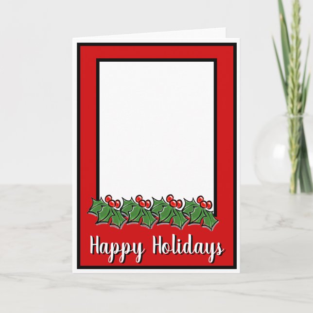 Cartes Pour Fêtes Annuelles Joyeuses Fêtes Branches de houx, verdure de Noël (Devant)
