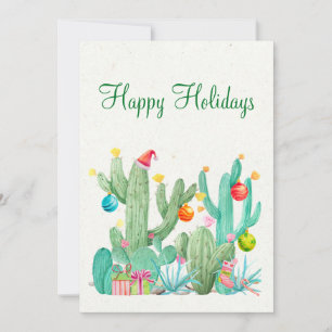 Cartes Pour Fêtes Annuelles Joyeuses Fêtes Cactus Aquarelle Désert Sud-Ouest