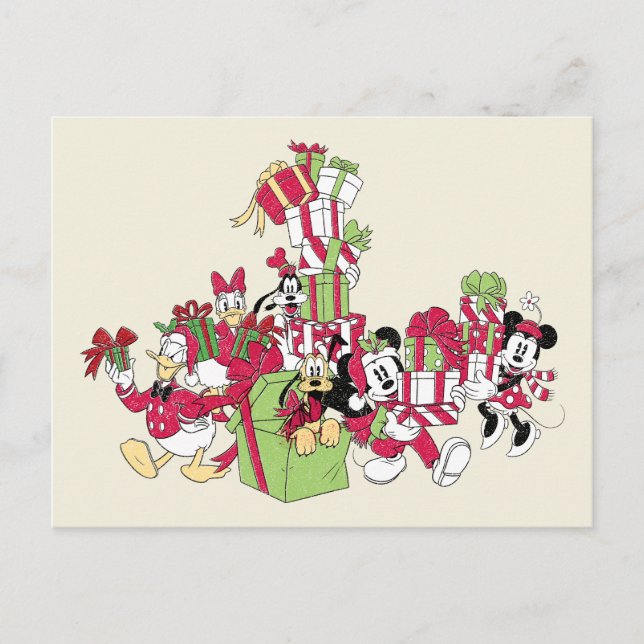 Cartes Pour Fêtes Annuelles Joyeuses Fêtes | Cadeaux de Noël de Mickey et ses  (Devant)