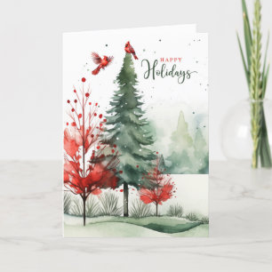 Cartes Pour Fêtes Annuelles Joyeuses fêtes Cardinaux rouges Noël des bois