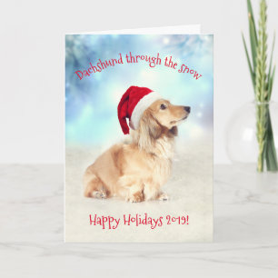 Cartes Pour Fêtes Annuelles  Joyeuses fêtes !Carte  Dachshund à travers la nei