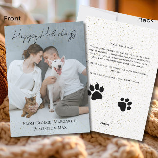 Cartes Pour Fêtes Annuelles Joyeuses Fêtes Chat Maman Chien Papa Élégante Phot