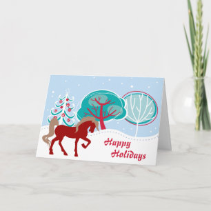 Cartes Pour Fêtes Annuelles Joyeuses fêtes Cheval de fête Noël neige