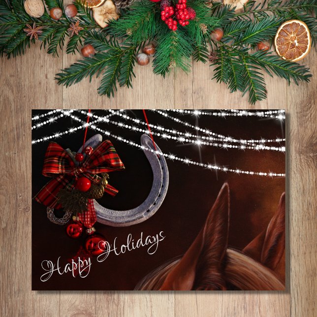 Cartes Pour Fêtes Annuelles Joyeuses fêtes Cheval et fer à cheval Noël (Créateur téléchargé)