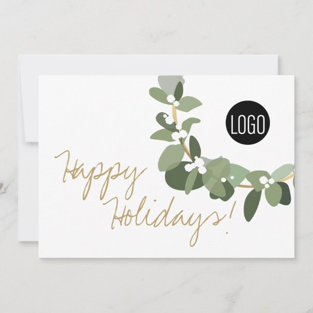 Cartes Pour Fêtes Annuelles Joyeuses fêtes Chic Wreath Logo Société Noël (Devant)
