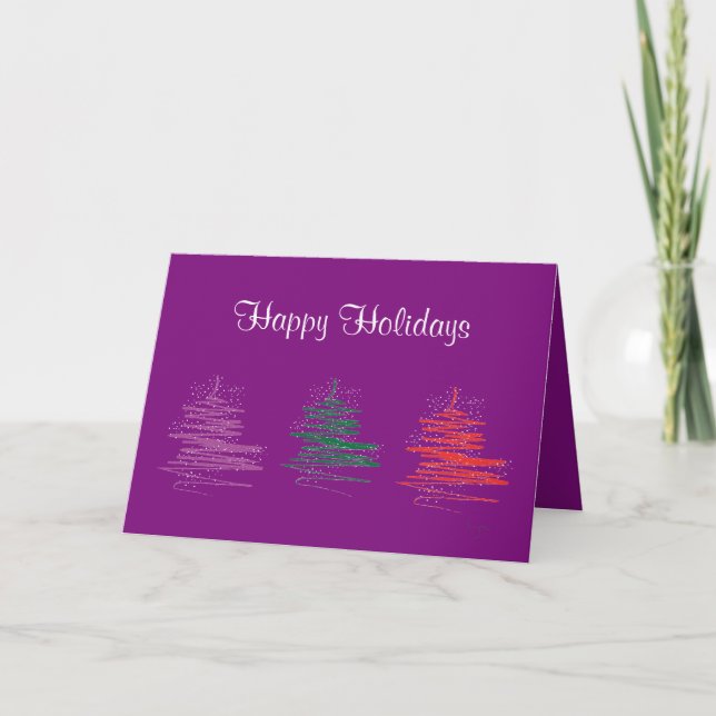 Cartes Pour Fêtes Annuelles Joyeuses Fêtes - Contemporain, Violet Moderne (Devant)