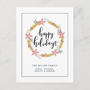 Cartes Pour Fêtes Annuelles Joyeuses Fêtes Couronne Rose