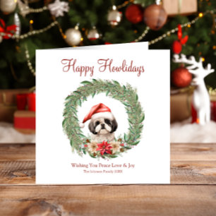 Cartes Pour Fêtes Annuelles Joyeuses Fêtes de fin d'année Chien Lhasa Apso Mig