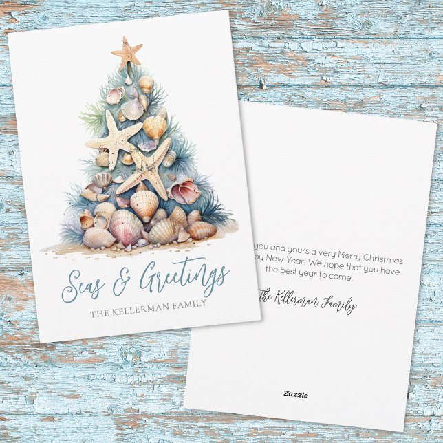 Cartes Pour Fêtes Annuelles Joyeuses Fêtes de Noël (Christmas Beach Seasons Greetings Holiday Card)