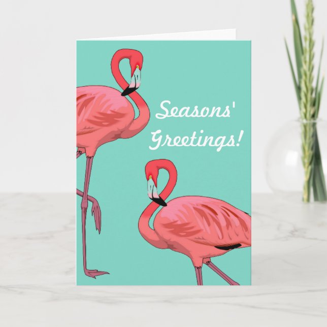 Cartes Pour Fêtes Annuelles Joyeuses Fêtes de Noël Flamant rose rose (Devant)