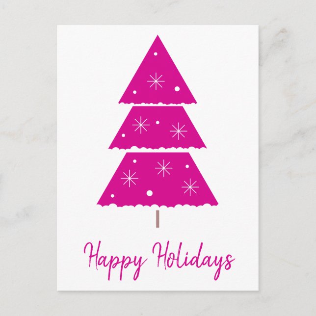 Cartes Pour Fêtes Annuelles Joyeuses fêtes de Noël rose chaud Snowflakes (Devant)