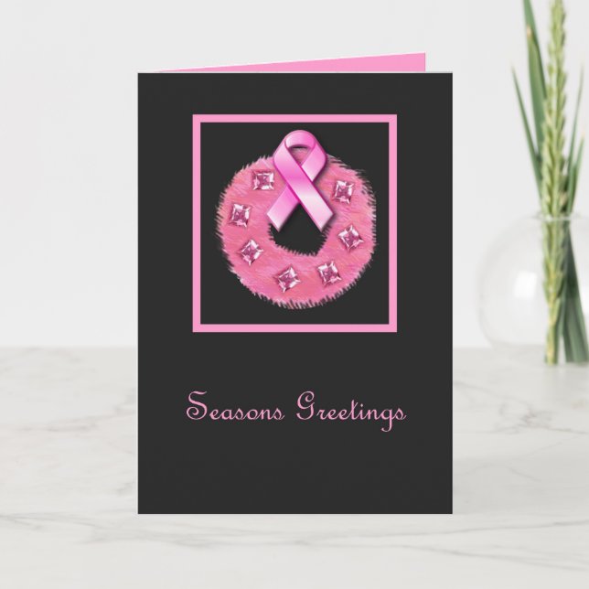 Cartes Pour Fêtes Annuelles Joyeuses Fêtes de ruban rose (Devant)