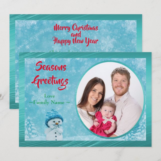 Cartes Pour Fêtes Annuelles Joyeuses Fêtes d'hiver Noël Nouvel An Photo (Devant / Derrière)