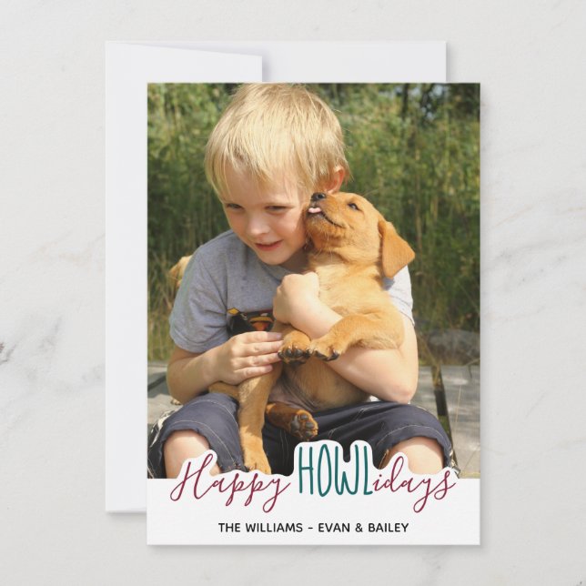 Cartes Pour Fêtes Annuelles Joyeuses fêtes du chien - Green Red Pet Photo (Devant)