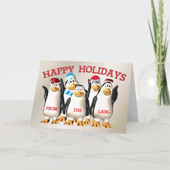 Cartes Pour Fêtes Annuelles Joyeuses fêtes du gang des pingouins (Devant)