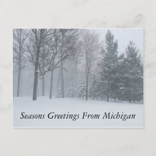 Cartes Pour Fêtes Annuelles Joyeuses Fêtes du Michigan Winter Snow Postca