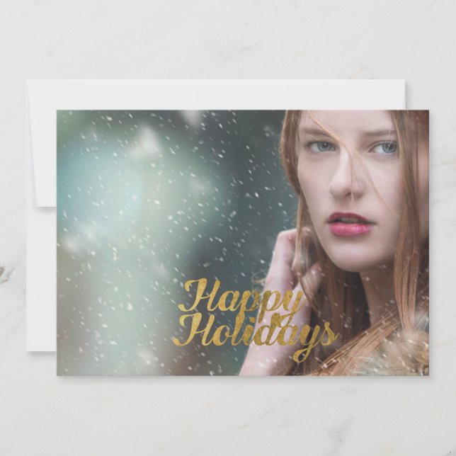 Cartes Pour Fêtes Annuelles Joyeuses Fêtes Écriture Faux Or (Devant)