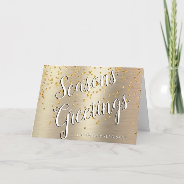 Cartes Pour Fêtes Annuelles Joyeuses Fêtes Elegant Gold Parties scintillant Bu (Devant)