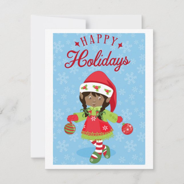 Cartes Pour Fêtes Annuelles Joyeuses fêtes Elf Girl (Devant)