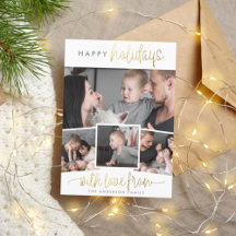 Joyeuses fêtes | Gold Lettering 4 Photo Collage