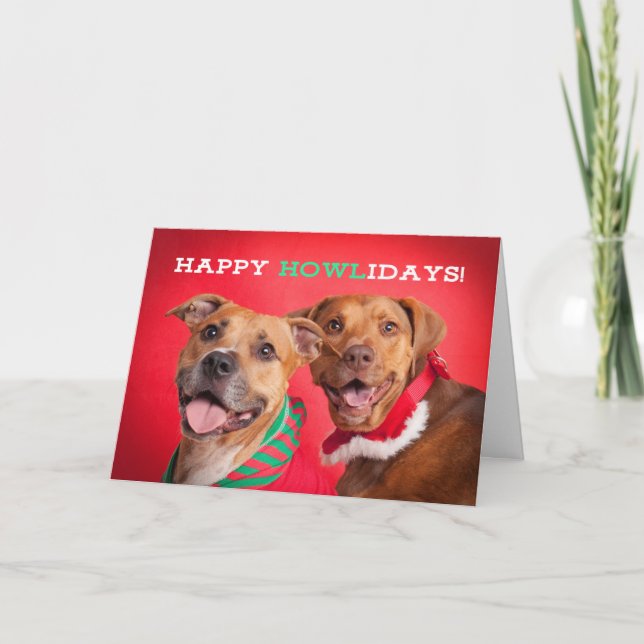 Cartes Pour Fêtes Annuelles Joyeuses fêtes, Humour de Portrait Pit Bull (Devant)
