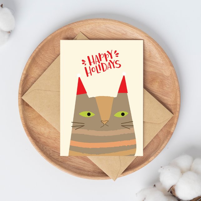 Cartes Pour Fêtes Annuelles Joyeuses fêtes - Joli Noël Père Noël Cat Cartoon (Créateur téléchargé)