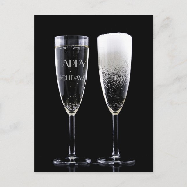 Cartes Pour Fêtes Annuelles Joyeuses fêtes Joyeux champagne de Noël Élégant (Devant)