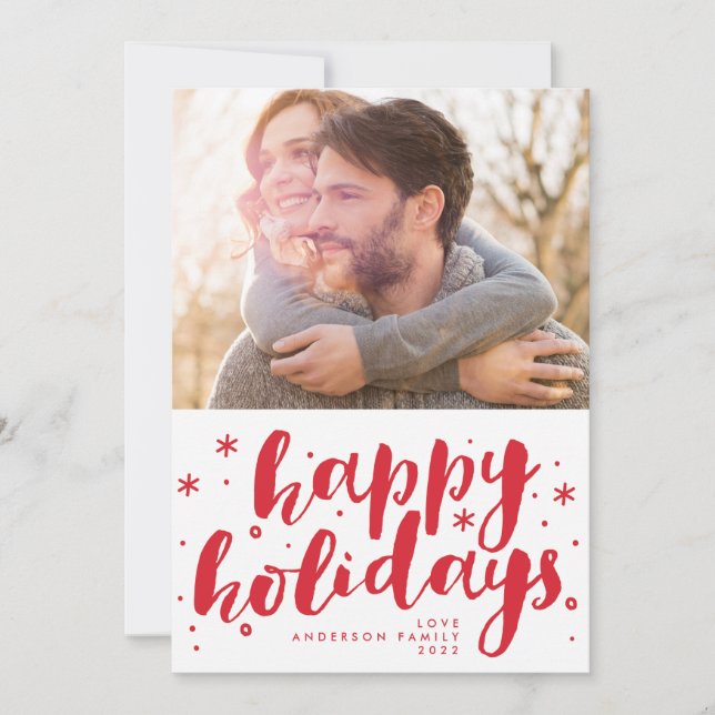 Cartes Pour Fêtes Annuelles Joyeuses fêtes Lettrer Balise Photo Noël (Devant)