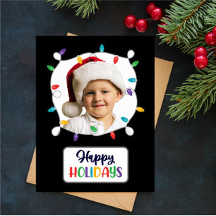 Cartes Pour Fêtes Annuelles Joyeuses Fêtes Lumières de Noël (ajoutez votre pho