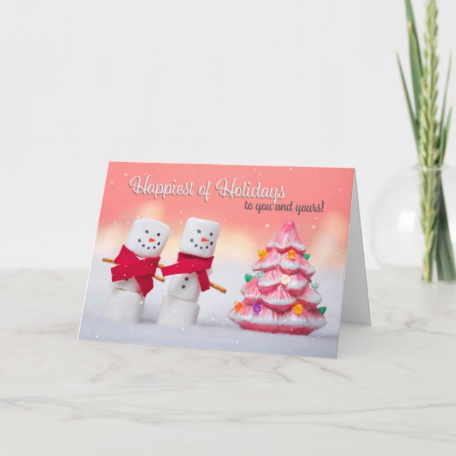 Cartes Pour Fêtes Annuelles Joyeuses fêtes Marshmallow Snowmen (Devant)