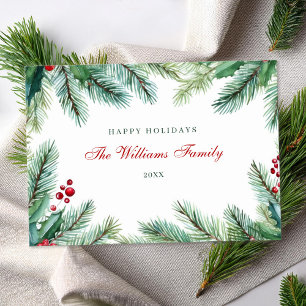 Cartes Pour Fêtes Annuelles Joyeuses Fêtes Minimaliste Aquarelle Verdure