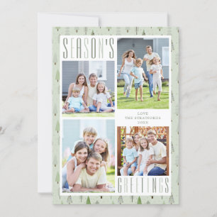 Cartes Pour Fêtes Annuelles Joyeuses Fêtes moderne 4 photo Arbres Sage Green