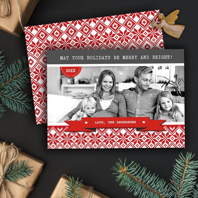 Cartes Pour Fêtes Annuelles Joyeuses fêtes. Motif Nordic Snowflake Photo (Créateur téléchargé)