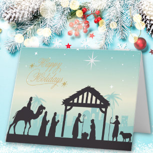 Cartes Pour Fêtes Annuelles Joyeuses fêtes Nativité Manger Scène