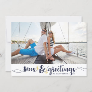 Cartes Pour Fêtes Annuelles Joyeuses Fêtes nautiques Ancres d'or de la Marin