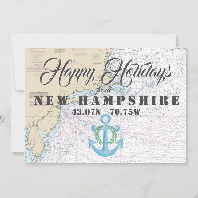 Cartes Pour Fêtes Annuelles Joyeuses Fêtes nautiques du New Hampshire (Devant)